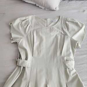 Calvin Klein. Size 2. Stone color Slight Sheen Logo Fit & Flare Maxi Dress.